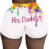 Splash-Ink Letter Printing Sexy Hip Shorts SDE0156
