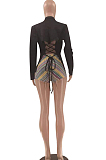 Cream White Fashion Pure Color Lapel Neck Backless Bandage Slim Fitting Suit Jacket LSZ91177-2