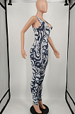 Colorful New Print V Collar Sleeveless Sport Tank Bodycon Jumpsuits XMY068