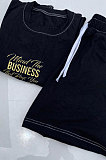 Fashion Casual Loose Letters Pattern Printing Shorts Sets With Pocket AYM5027