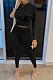 Black Women Autumn Winter Casual Sport Solid Color Collect Waist Pants Sets SDD9361-1