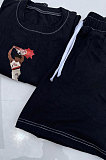 Fashion Casual Loose Letters Pattern Printing Shorts Sets With Pocket AYM5027