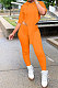 Orange Women Fashion Casual Pure Color Personality Blouse Hooded Long Panst Sets MR2101-1