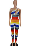 Multi Strap Women Sexy Club Oblique Shoulder Strap Bodycon Jumpsuits SH7272