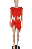 Black Womne Sexy Club Pure Color Shirred Detail Skirts Sets SH7274-1