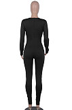 Army Green Long Sleeve Sexy Tight Club High Waist Solid WaistBodycon Jumpsuits FMM2062-3