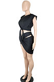 Red Womne Sexy Club Pure Color Shirred Detail Skirts Sets SH7274-2