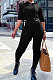 Black Women Fashion Casual Pure Color Personality Blouse Hooded Long Panst Sets MR2101-5