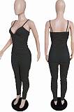 Black Night Club Condole Belt Low Cut Solid Colur Bodycon Jumpsuits HMR6015-2