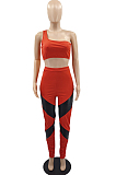 White Summer Sleeveless Dew Waist Strapless Imitation Leather Spliced Long Pants Sports Sets YMM9082-1