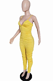 White Night Club Condole Belt Low Cut Solid Colur Bodycon Jumpsuits HMR6015-1