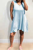 Black Hooded U Neck Solid Color Sleeveless Trendy Mini Dress AYQ0507-3