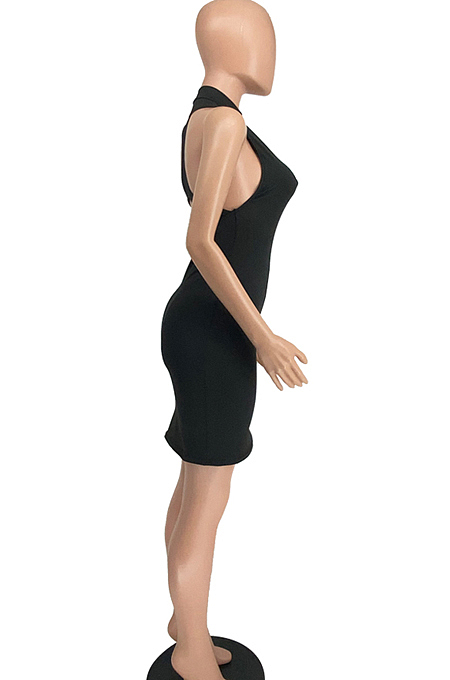 Orange Sleeveless Stand Collar Zipper Back Cross Collect Waist Tank Midi Dress CCN1852-1