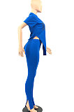 Pink Women Printing Fashion Short Sleeve Round Neck Split Pants Sets AYQ0501-2