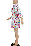 Pink Trendy Casual Button Long Sleeve T Shirt/Shirt Dress YBS86719-1