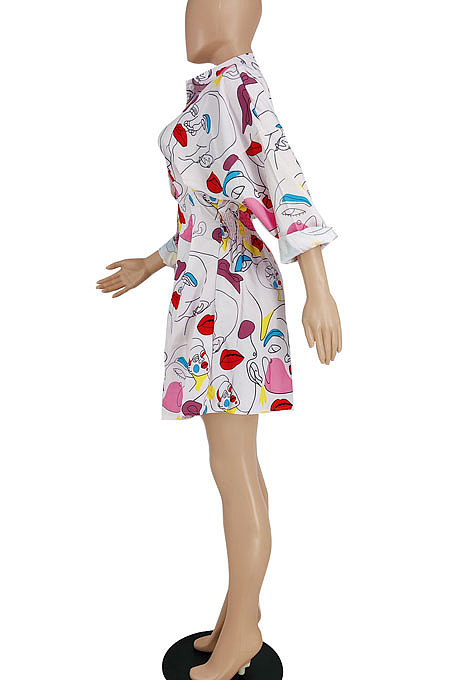 Pink Trendy Casual Button Long Sleeve T Shirt/Shirt Dress YBS86719-1