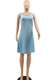 Black Hooded U Neck Solid Color Sleeveless Trendy Mini Dress AYQ0507-3