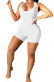 Light Green Super Elastic Yoga Cloth Sexy Backless Off Shoulder Romper Shorts AYQ0505-3