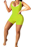 Orange Super Elastic Yoga Cloth Sexy Backless Off Shoulder Romper Shorts AYQ0505-1