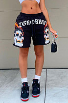 Black Skulls Women Positioning Printing Pocket Shorts YLY192-6