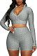 Gray Euramerican Women Bodycon Pure Color Long Sleeve Casual Yoga Sport Shorts Sets SN390110-6