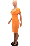 White New Night Club Short Sleeve V Neck Beaded Zip Back Bodycon Dress HH8825-1