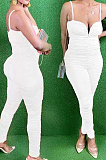 White Night Club Condole Belt Low Cut Solid Colur Bodycon Jumpsuits HMR6015-1