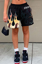 Black Flame Women Positioning Printing Pocket Shorts YLY192-4