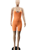 Orange Super Elastic Yoga Cloth Sexy Backless Off Shoulder Romper Shorts AYQ0505-1