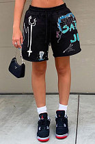 Black Forks Women Positioning Printing Pocket Shorts YLY192-1