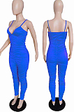 Yellow Night Club Condole Belt Low Cut Solid Colur Bodycon Jumpsuits HMR6015-3