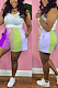 Purple Digital Printing Rainbow Stripe Loose Casual Shorts HG133-4