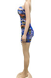 Rose Red Sexy Strapless Mesh Spaghetti Drawsting Skirts Sets XZ5173-3