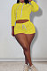Yellow Women Pure Color Hat Long Sleeve Shorts Sets AYQ0419-2