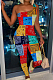Red Nigh Club Women One Shoulder Sleeveless Digital Printing Bodycon Jumpsuits HG117-1