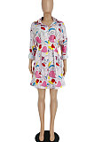 Pink Trendy Casual Button Long Sleeve T Shirt/Shirt Dress YBS86719-1
