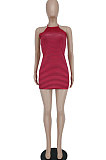 Black Women Tight Hip Strap Condole Belt Off Shoulder Mini Dress YBS86717-1