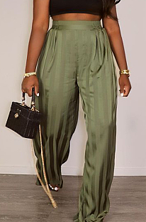 Green Satin Face Stripe Loose Straight Leg Pants JC7065-1