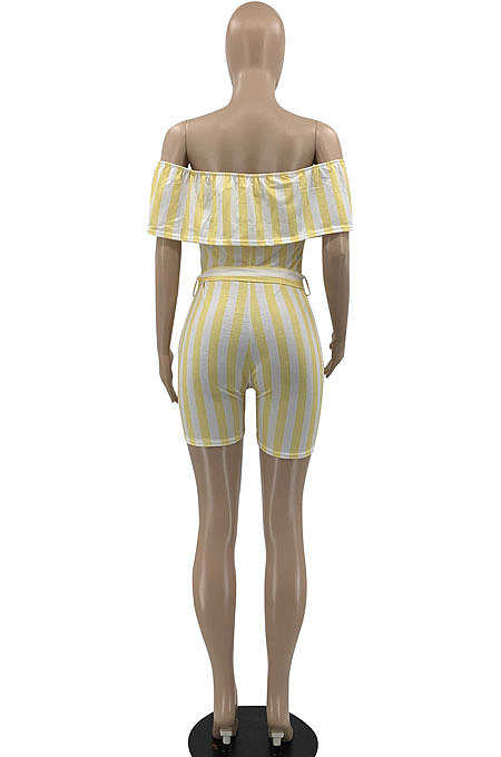 Sky Blue Euramerican Women Sexy Falbala A Word Shoulder Strap Printing Romper Shorts AYQ05013-2