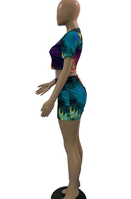 Green Women Splash-Ink Positioning Printing Sexy Skirts Sets DLY8002-2