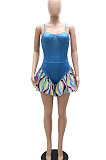 Blue Fashion Shorts Tight Condole Belt Romper Shorts YF9170