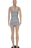 Black Women Tight Hip Strap Condole Belt Off Shoulder Mini Dress YBS86717-1