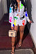 White Women Casual Printing Shirt Buttons Long Sleeve Skirts Sets MR2105-1