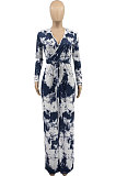 Green Women Printing With Waistband Long Sleeve Bodycon Casual Jumpsuits AD0706-3