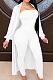 White Autumn And Winter Long Sleeve Coat Strapless Solid Colur Bodycon Jumpsuits Two Piece E8508-1
