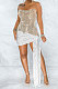 Apricot Strapless Milk Silk Hot Drilling Sequins Hip Mini Dress YF9150-2