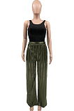 Green Satin Face Stripe Loose Straight Leg Pants JC7065-1