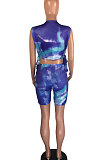 Blue Trendy Sleeveless Bandage Sexy Shorts Sets AYQ3553