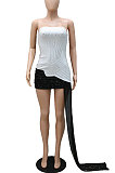 White Strapless Milk Silk Hot Drilling Sequins Hip Mini Dress YF9150-1