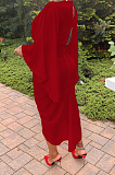 Red  Hollow Out  V Collar Batwing Sleeve Zipper Drawsting Dress JC7067-3